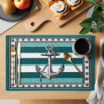thumbnail image 2 of Teal Blue Anchor Placemats Set of 12, Nautical Summer Beach Coastal Ocean Placemats for Dining Table, Place Mats for Kitchen Tabletop, Waterproof Wipeable Dining Table Mats Set, 2 of 9