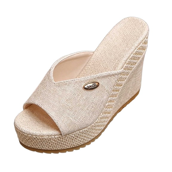 Chunky Platform Wedge High Heel Sandals for Women Peep Toe Espadrille Bohemia Beach Wedding Slip On Wedges