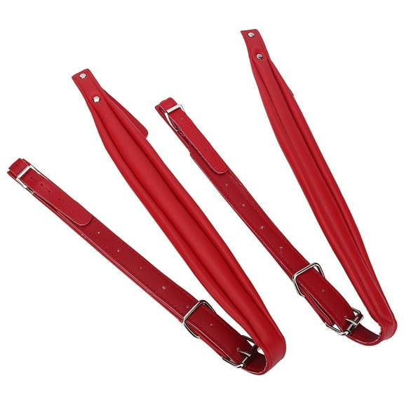 Set of 2, Red Accordion Shoulder Straps, Adjustable PU Padded Straps for 16-120 Bass Accordions, Long-Lasting, Comfortable, with Metal Buckles