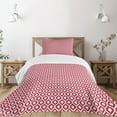 thumbnail image 3 of Ambesonne Ikat Quilted Bedspread Set 2 Pcs, Curved Lines Traditional, Twin Size, Maroon White, 3 of 6