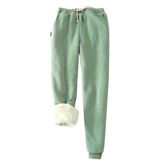 PMVFHDE Women's Winter Thermal Pants Loose Fit Plus Size Thick Warm Leggings for Everyday Basic Solid Color Versatile Comfort Green,XXXXXL