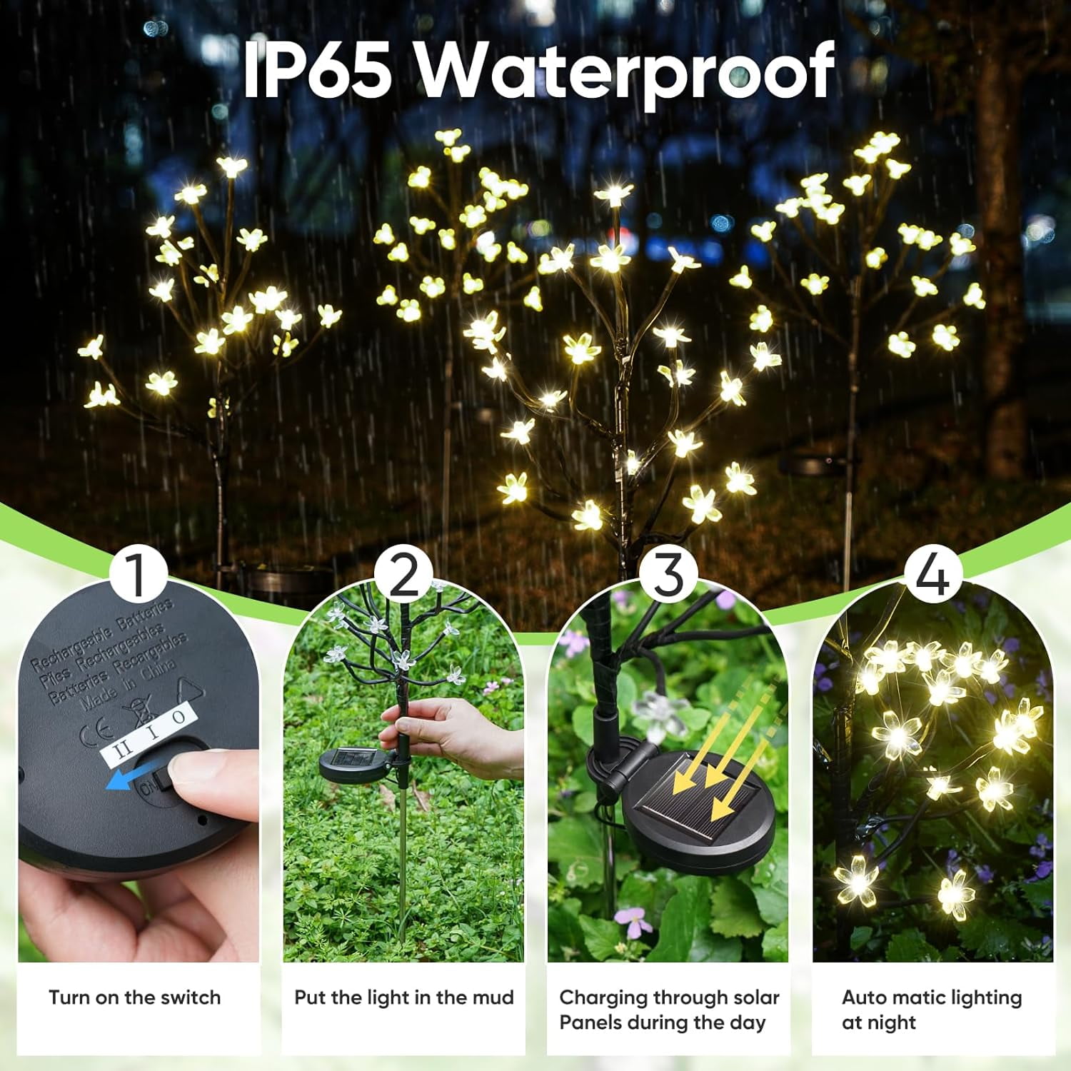 Solar Flowers Lights Garden Decor, Solar Garden Lights Outdoor Decorative,2Pack 40LED Solar Lights Outdoor Garden Waterproof for Outside Yard,Lawn,Patio,Pathway Decorations Gardening Gifts