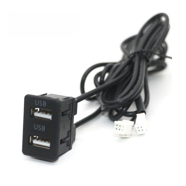 Car Dash Flush Mount Two USB Port Panel Auto Boat GPS 4IN 6PIN Cable Adapte
