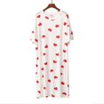 thumbnail image 2 of DeHolifer Nightgown for Women Modal Crewneck Heart Printed Sleepwear Pajama Dress Soft Nightshirt Short Sleeve Nightdress White Free Size, 2 of 5
