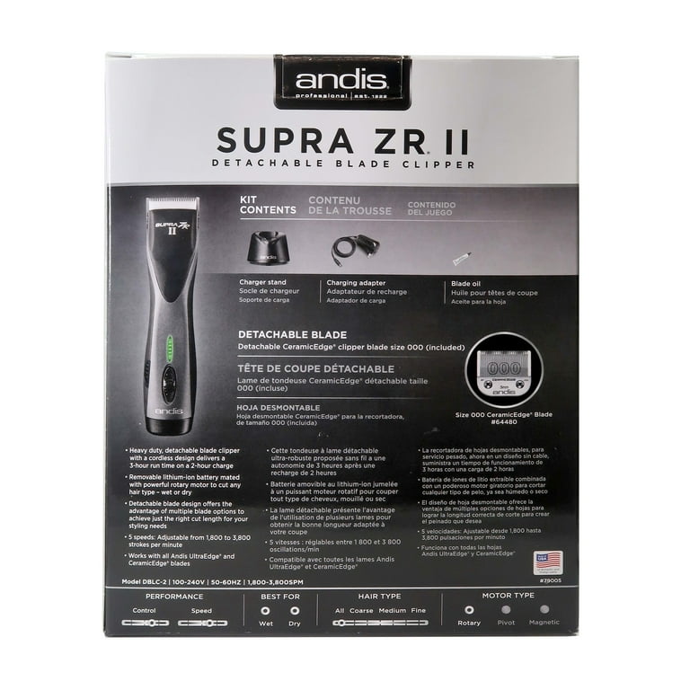 Andis Supra ZR II Ultra Cordless Clipper - Adjustable