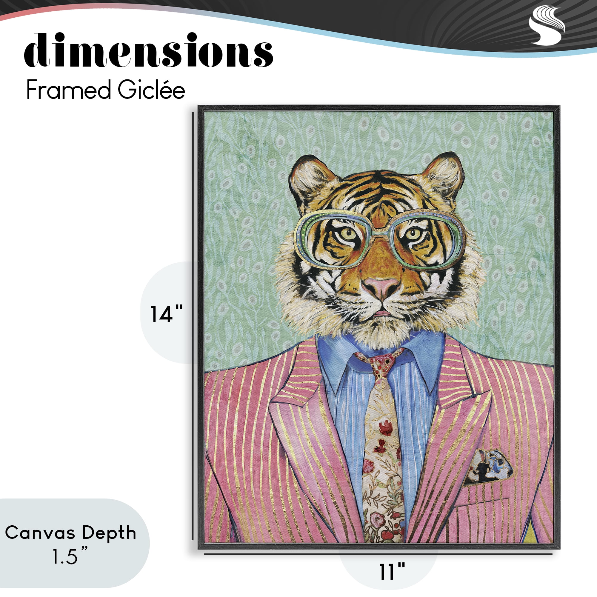 Stupell Industries Sharp Tiger Outfit Black Framed Giclee Art, design by Svetlana Aleynikova