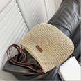 thumbnail image 2 of Summer Straw Bag Female Straw Beach Bag Fashion Braided Single Shoulder Bag Straw Cross Body Bag All-match(Beige), 2 of 4