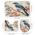 thumbnail image 3 of Blue Bird Perched On A Branch With Berries 4 Piece Shower Curtain Sets Shower Curtain Set with Rugs Animal Bird Farmhouse Durable And Waterproof for Bathtub Decor, 3 of 8