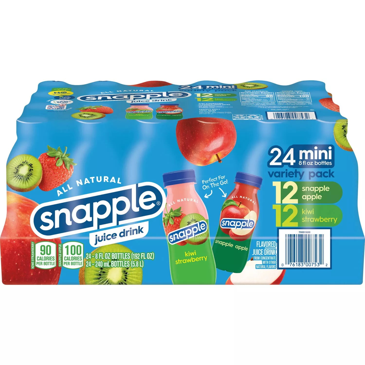 Snapple Juice Variety Pack, 20 Fluid Ounce (Pack of 24)