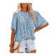 thumbnail image 5 of VISgogo, camisetas de gasa de verano para mujer, camisetas de manga corta acampanadas informales holgadas de encaje de Color sólido, ropa de calle para el día a día VISgogo  moda, 5 of 9