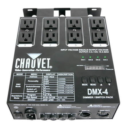 - Chauvet DMX-4 4 Channel DMX-512 DJ Dimmer/Switch Relay Pack Light Controller