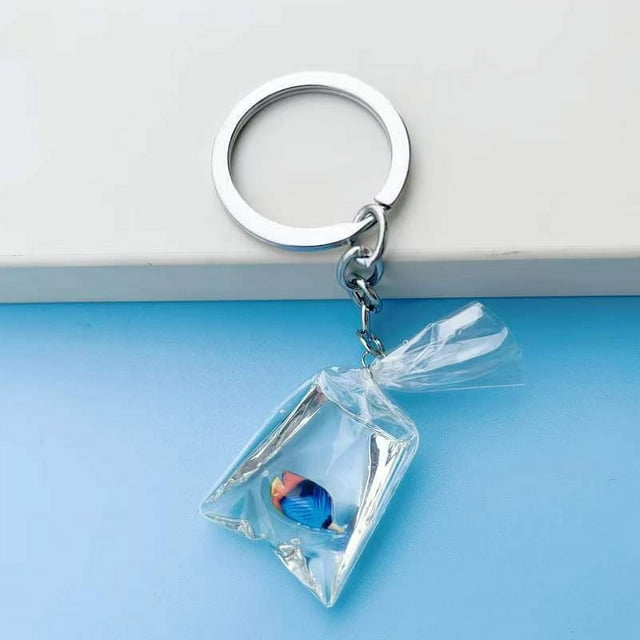 YUANOU Porte-Clés 3D Fantaisie en Résine Transparente Poisson Sac Enfants Adultes Hommes Femmes Réaliste(2)