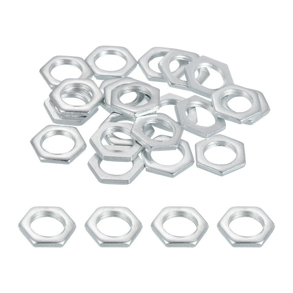Uxcell M10x1x2mm Steel Hex Nuts, 25Pcs Metric Thread Carbon Steel Zinc Plated Finished Hardware Metal Screw Nuts Fasteners for Machinery Manufacturing, Industrial Use, 14mm Width