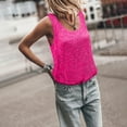 thumbnail image 2 of Felirenzacia Women's Solid Color Sparkling Sequin Tank Top, Wide Strap Round Neck Sleeveless Loose Tube Top, Hot Pink,S, 2 of 8