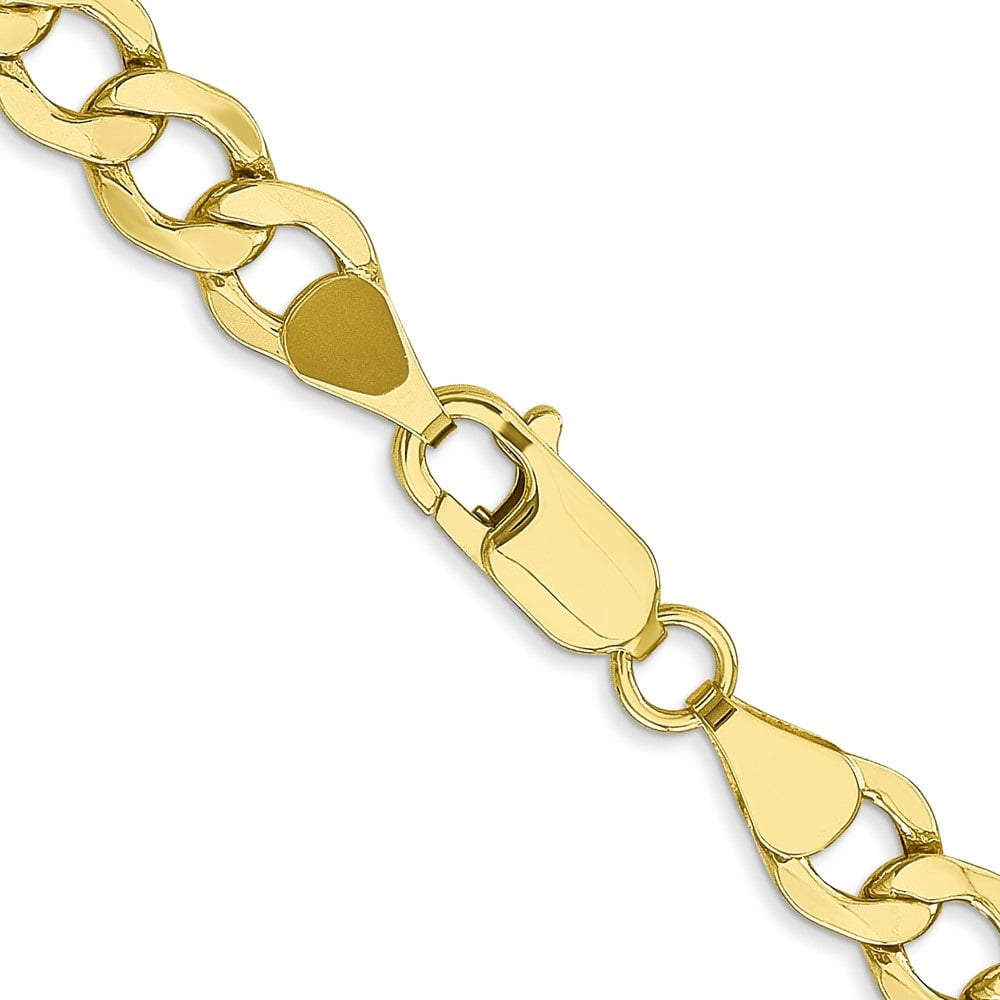 Auriga Fine Jewelry 10K Yellow Gold 6.5mm Semi-Solid Curb Link 7inch Chain Bracelet for Men