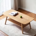 thumbnail image 3 of Hassch 2-Tier Coffee Table, 31.5" Solid Wood Cocktail Table with Open Shelf, Center Table for Living Room, Easy Assembly, Oak, 3 of 7