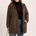 thumbnail image 3 of Women Mid-long Sweater Jacket with Pockets Crochet Knit Long Sleeve Zipper Casual Plus Size Cardigan Outerwear (2XL, Brown), 3 of 4