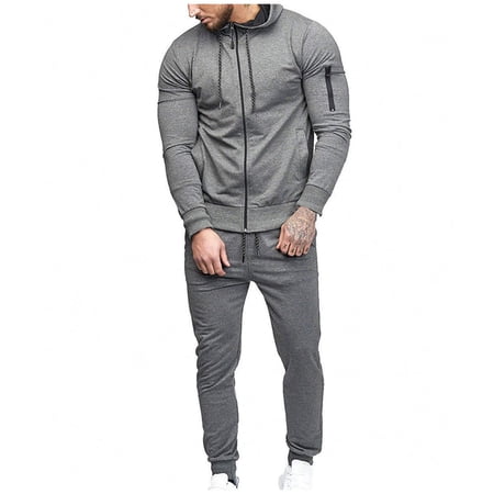 guisaled Sweatsuits for Men 2 Piece Outfits Cotton Jogging Tracksuit Set Hoodie Casual Athletic Long Sleeve Zipper Sportswear Suits