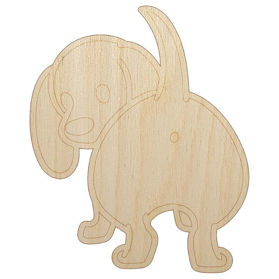 Dachshund from Behind Butt Wiener Dog Wood Shape Unfinished Piece Cutout Craft DIY Projects - 4.70 Inch Size - 1/8 Inch Thick