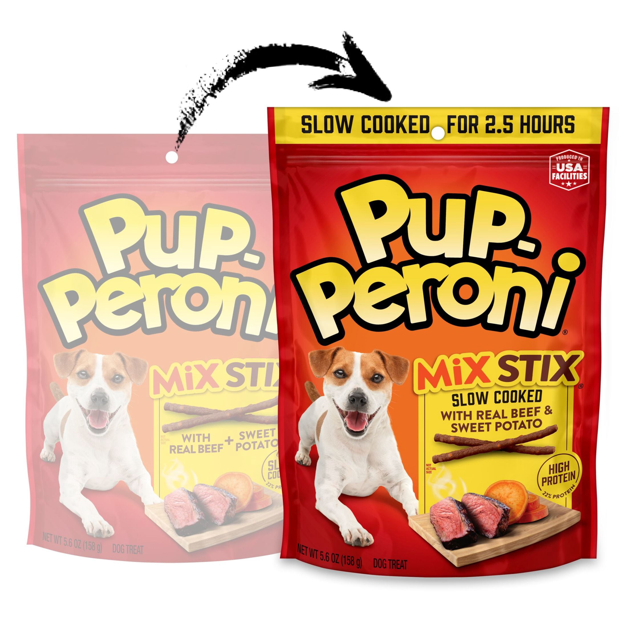 (2 pack) Pup Peroni Mix Stix Dog Treats With Real Beef + Sweet Potato, 5.6 oz Bag