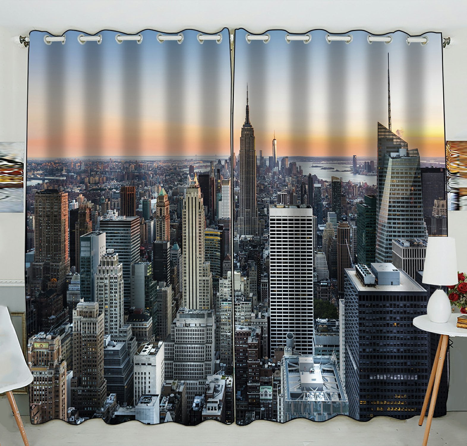 New York Curtains Global City Sunset Window Drapes 2 Panel Set 108x84 Inches 
