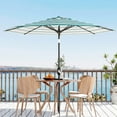 thumbnail image 6 of 10FT Outdoor Patio Umbrella with 8 Sturdy Ribs, Crank Lift and Push Button Tilt, UV Protection Waterproof Market Table Umbrella for Pool Deck Yard, Turquoise & White Stripes (Base NOT Included), 6 of 6