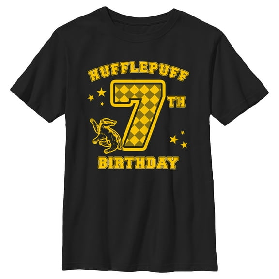 Boy's Harry Potter Hufflepuff 7th Birthday Graphic Tee Black Medium