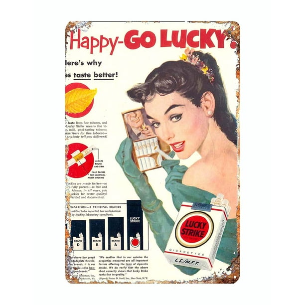 Lucky Strike Cigarettes tobacco smoking metal tin sign vintage