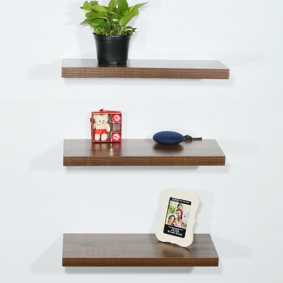 Set of 3 Modern and Contemporary Antigue walnut Floating Shelf - 23.62*9.25*1.5 inches