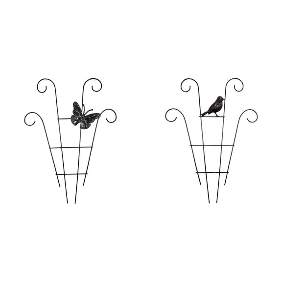 15.7 Inch Support Stakes for Climbing - 2 Pack Metal Garden Trellis for Indoor Outdoor Potted Plants, Flower Stakes for Monstera, Vines, Vegetables, and Garden Flowers