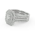 thumbnail image 3 of AFFY 3 Row Double Halo Bridal Set Ring for Women, IGI Certified 2.10 Carat (ctw) Emerald Cut Lab Grown Diamond Engagement Wedding Ring In 14K Solid White Gold F-G, VS-SI Quality Ring Size-6, 3 of 6