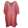 thumbnail image 4 of Pompotops Women's V-Neck Solid Color Beach Mesh Knitting Loose Casual Smock Tops, 4 of 4
