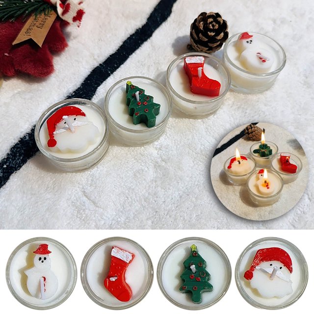 Ganfancp Sparkling Navidad de Cera de Té de Velas de Aromaterapia Frontera Día de Navidad Combinación de Regalo de Mano de Estilo de Regalo Ofertas Flash 4* Velas Aromáticas