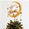 thumbnail image 5 of Enchanted Moonlight Tree Topper, Christmas Tree Topper Golden Crescent Glow, Dangling Snowflake Charm, Lighted Festive Ornament, Magical Holiday Centerpiece(Reindeer Moonlight), 5 of 6