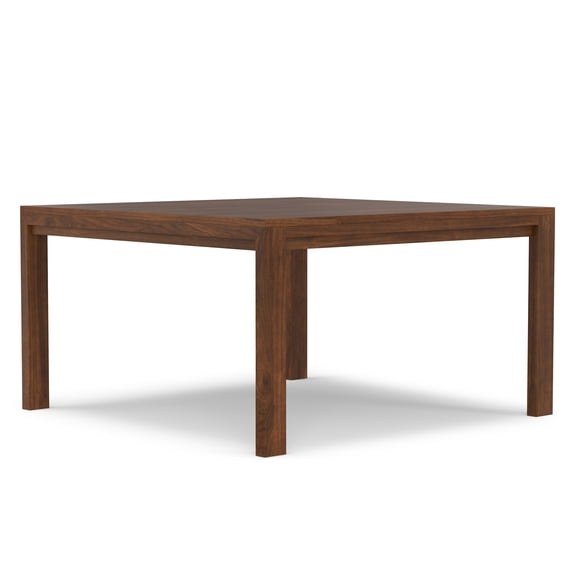 Simpli Home Wilson 54 inch x 54 inch Square Transitional Dining Table in Walnut Veneer