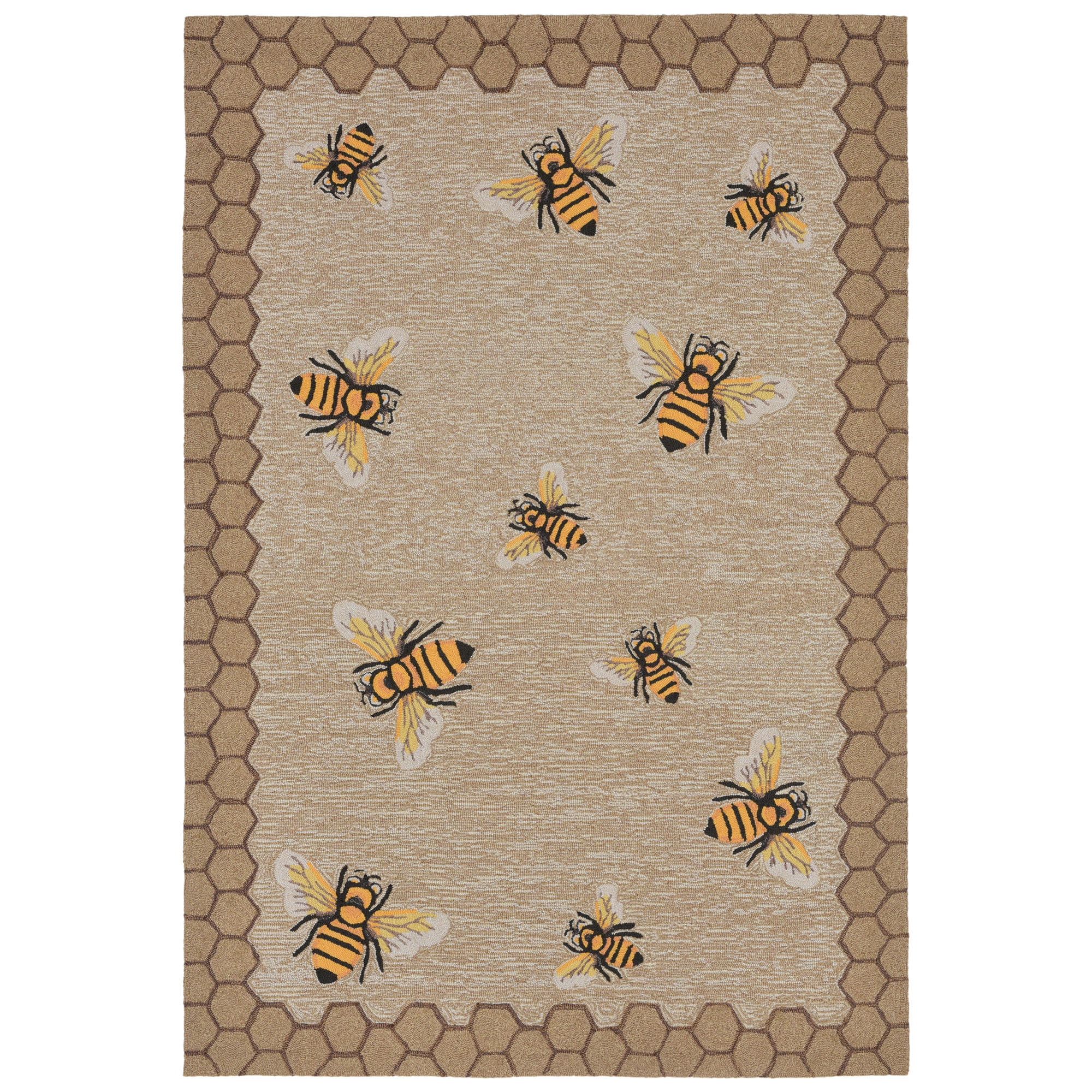 Liora Manne Frontporch Bee Indoor/Outdoor Rug Natural 5'X7'6