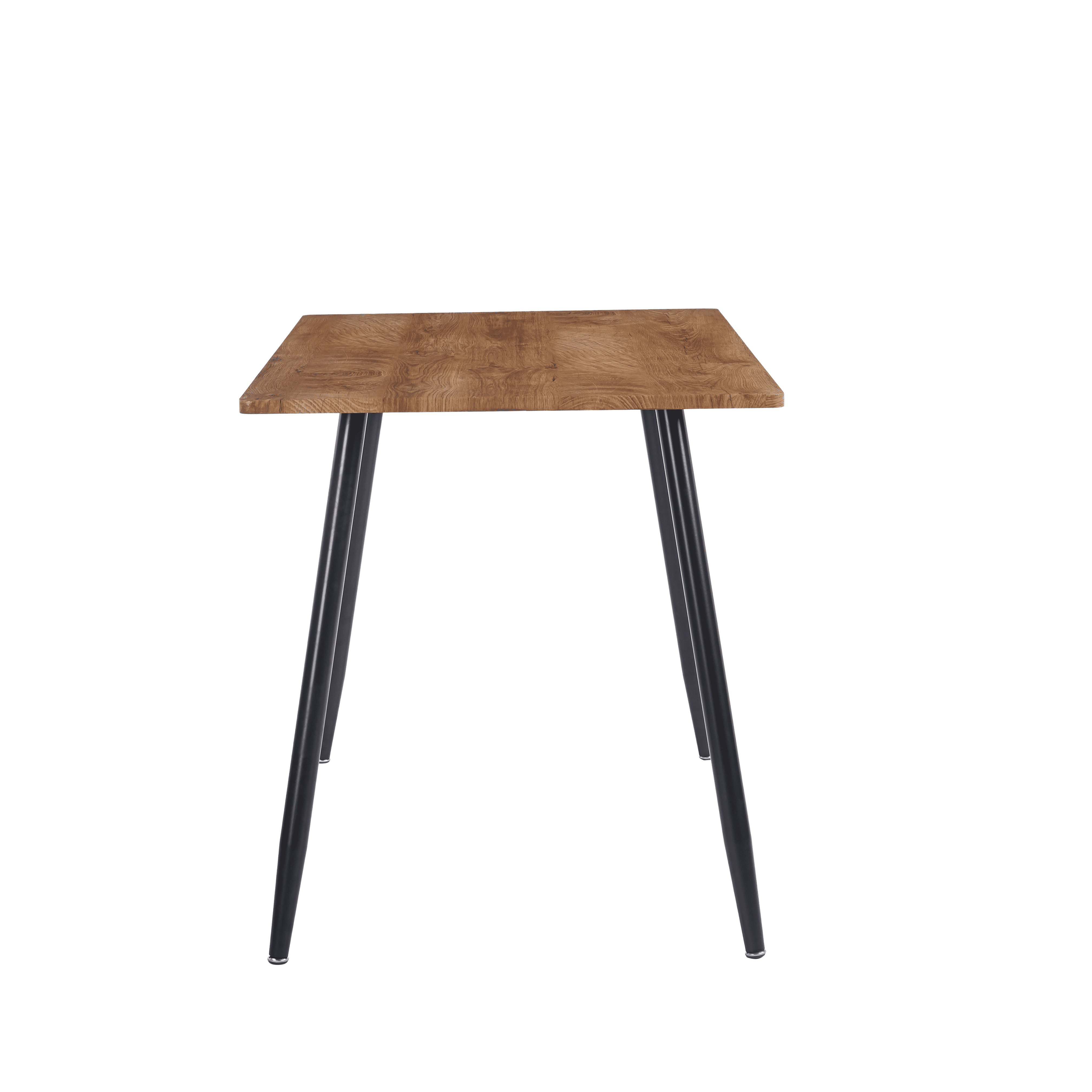 47-Inch Modern Dining Table with Wood Grain MDF Top and Black Metal Legs, Kitchen Table and Computer Desk for 4-6 People, Wood