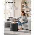 thumbnail image 2 of SONGMICS Round Storage Ottoman with Sturdy Legs, 17.7 Inch Diameter Foot Rest, Footstool Holds 330 lbs, Dark Gray, 2 of 8