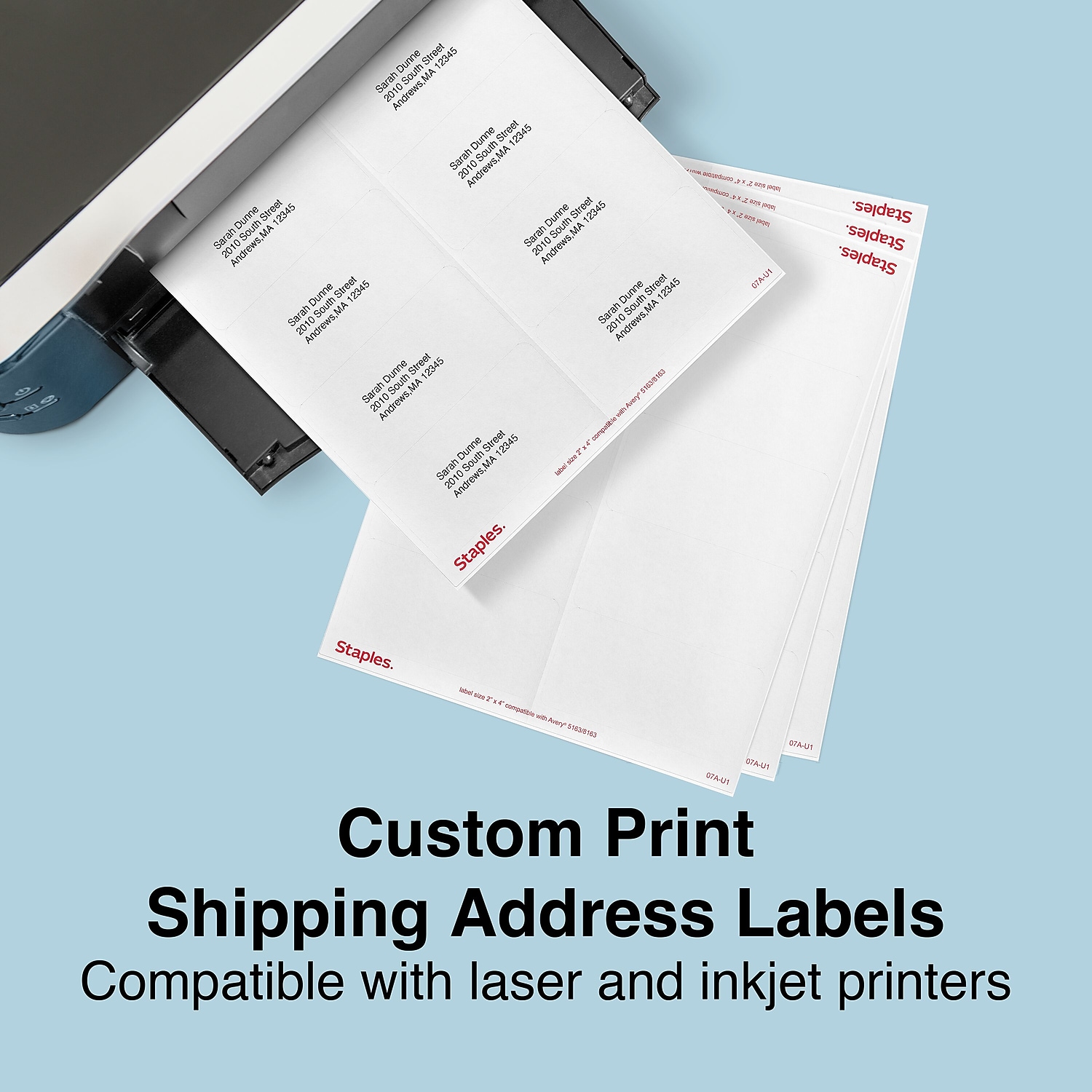 Staples Laser/Inkjet Shipping Labels 2" x 4" White 10 Labels/Sheet 479877