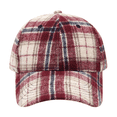 thumbnail image 3 of Garbnen Unisex Fall Winter Vintage Plaid Baseball Cap, Curved Brim Adjustable Back Strap Dad Hat, Soft Thick Fabric Daily Outdoor Hat For Women Men Wine, 3 of 6