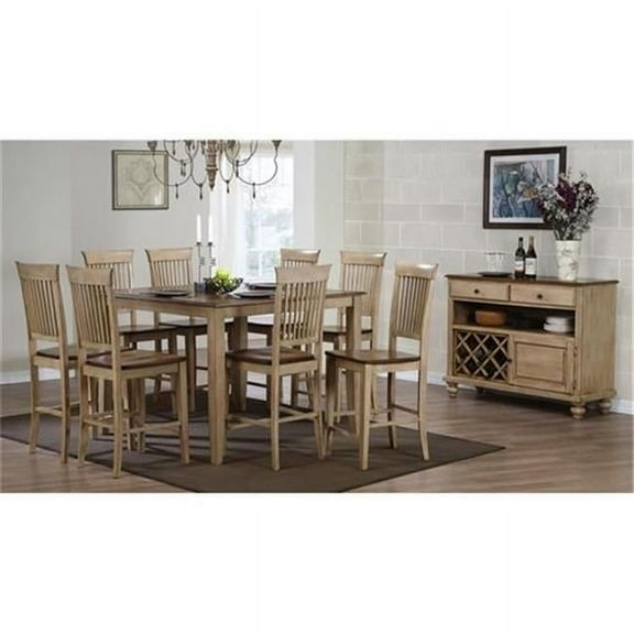 Sunset Trading 9 Piece Brook 48'' Square Pub Set with Fancy Slat Stools