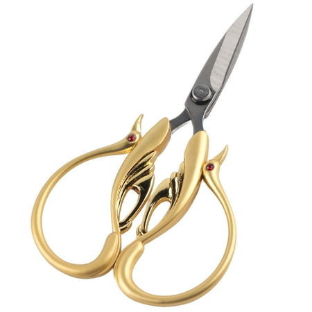 Yajisi Stainless Steel Retro Swan Shaped Embroidery Scissors for Cross Stitch, Detailed DIY Sewing, and Crafting Projects, Pointed Tip, 3.5cm / 1.38 inches Blade, Gold