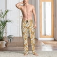 thumbnail image 5 of Uemuo Retro 70s 60s Flower Pattern Men's Wide Leg Palazzo Lounge Pants with Pockets Light Weight Loose Comfy Casual Pajama Pants-Medium, 5 of 9