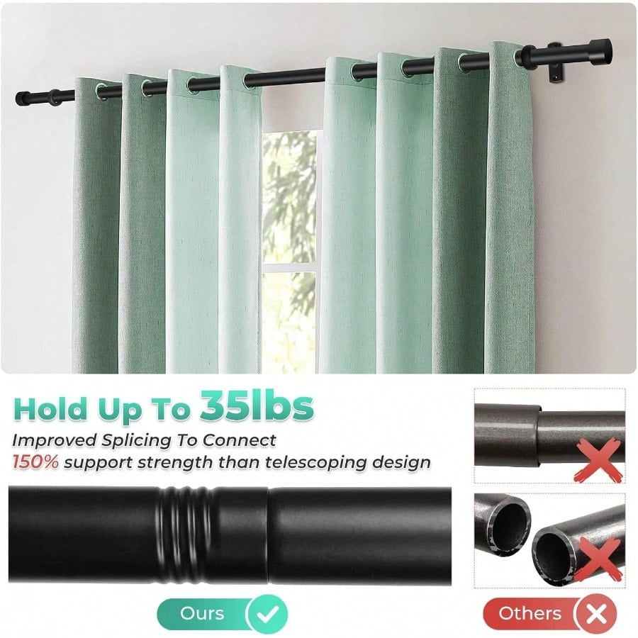 Curtain Rods For Windows 32 To 144 1 Inch Black Rustic Curtain Rod For Bedroom IndoorOutdoor Drapery Rods Adjustable Telescope Design