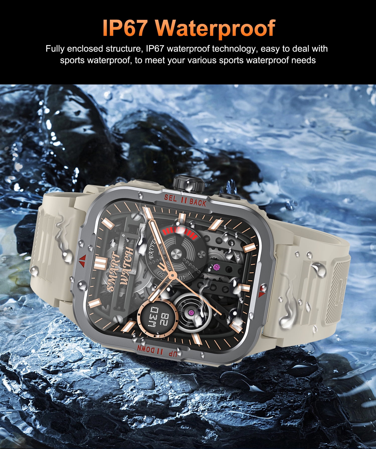 Smart Watch for Men and Women, Smart Watch 1.85 Inch HD Health Monitoring Watch with Multiple Sports Modes IP67 Waterproof Activity Tracker for Android/ iOS (Green）