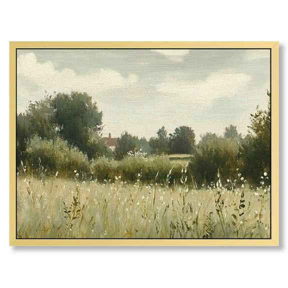 NJSTORE  Framed Wall Art Decor Classical Oil Painting Canvas Prints French Country Landscape Grassland Plant Botanical Sage Green Vintage Wall Art for Home Bathroom Living Room Kitchen