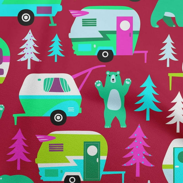 oneOone Tissu Polyester Spandex Rouge Camping Randonnée Point Projets d'Artisanat Décor Tissu Imprimé au Mètre 56 Pouces de Large