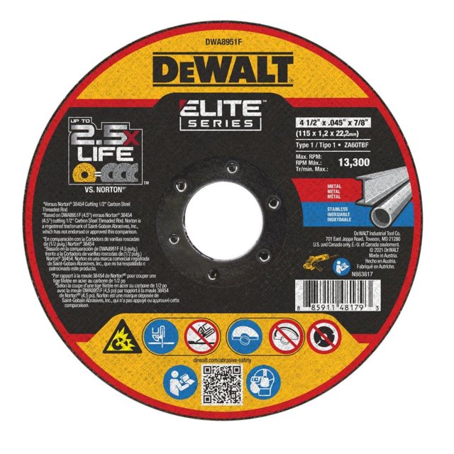 Disco de corte DEWALT DWA8951F T1 XP CER Fast 11,4 cm x 1,1 mm