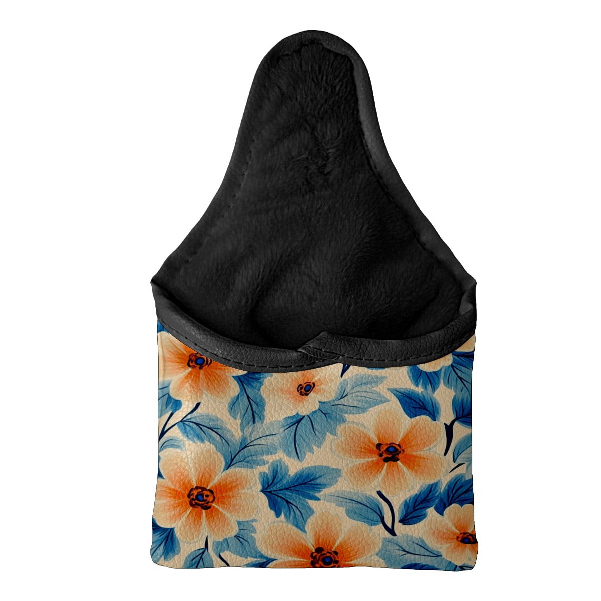 Golf Mallet Putter Cover Premium Leather Waterproof Golf Putter Head Cover with Magnetic Closure Peach and Blue Florals