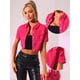 thumbnail image 2 of Chaqueta Corta Informal Para Mujer Allegra K Vaquera Rosa Caliente L, 2 of 4
